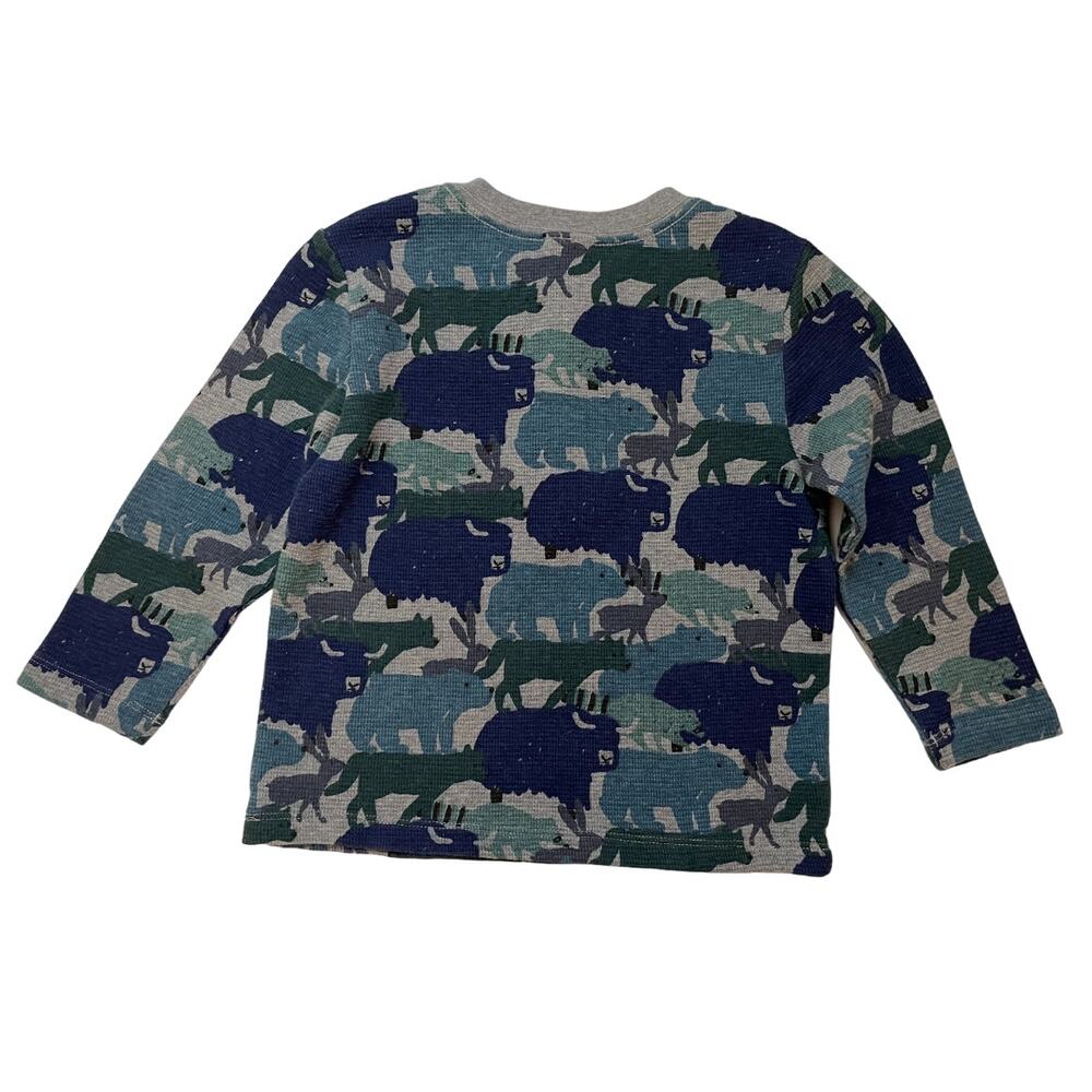 Hanna Andersson Long Sleeve Cotton Henley Shirt Boys‎ Animals Print Size 4 - Picture 4 of 4